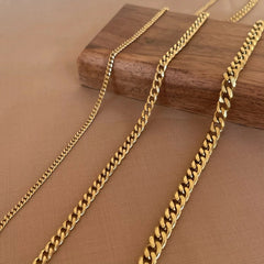 Curb Chain Necklace – Stainless Steel or 18k Gold Plated, Hypoallergenic, Custom Fit - Ra The Boutique - 