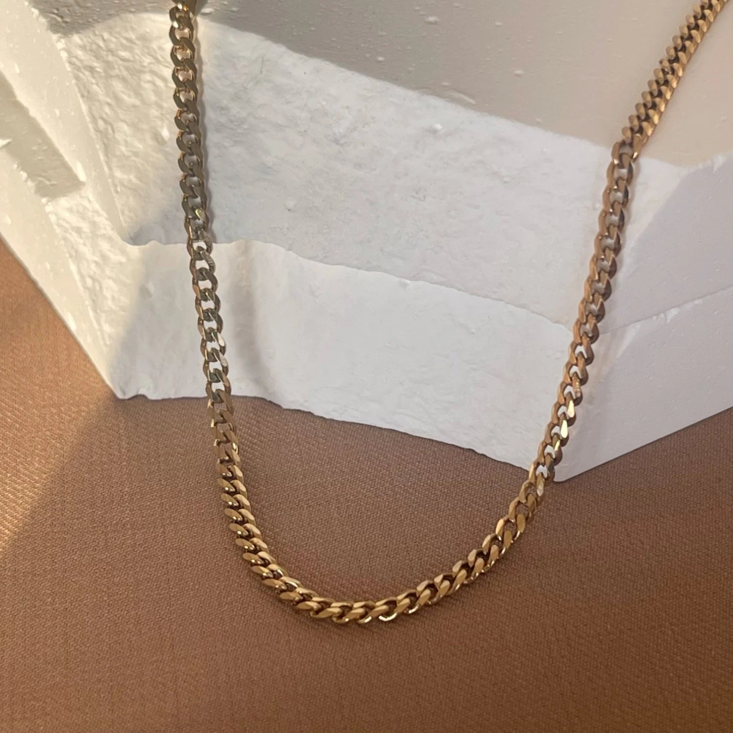 Curb Chain Necklace – Stainless Steel or 18k Gold Plated, Hypoallergenic, Custom Fit - Ra The Boutique - 