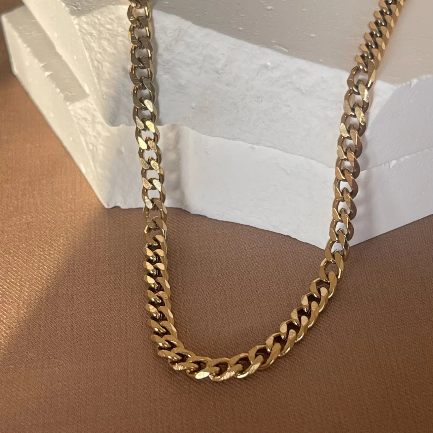 Curb Chain Necklace – Stainless Steel or 18k Gold Plated, Hypoallergenic, Custom Fit - Ra The Boutique - 