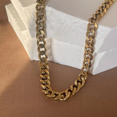 Curb Chain Necklace – Stainless Steel or 18k Gold Plated, Hypoallergenic, Custom Fit - Ra The Boutique - 