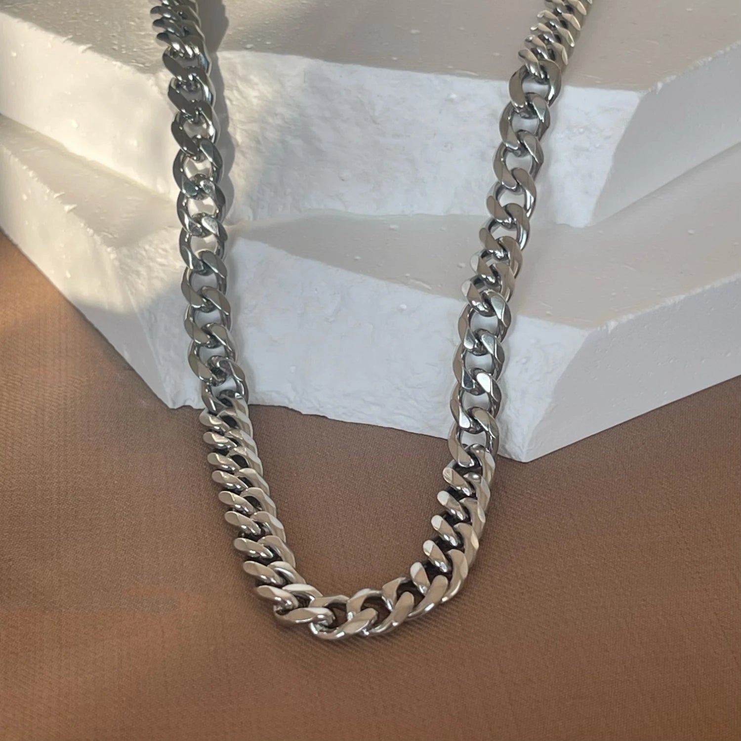 Curb Chain Necklace – Stainless Steel or 18k Gold Plated, Hypoallergenic, Custom Fit - Ra The Boutique - 