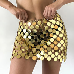 Dazzling Sequin Chainmail Party Festival Mini Skirt - Ra The Boutique