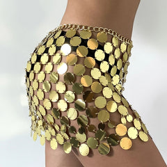 Dazzling Sequin Chainmail Party Festival Mini Skirt - Ra The Boutique