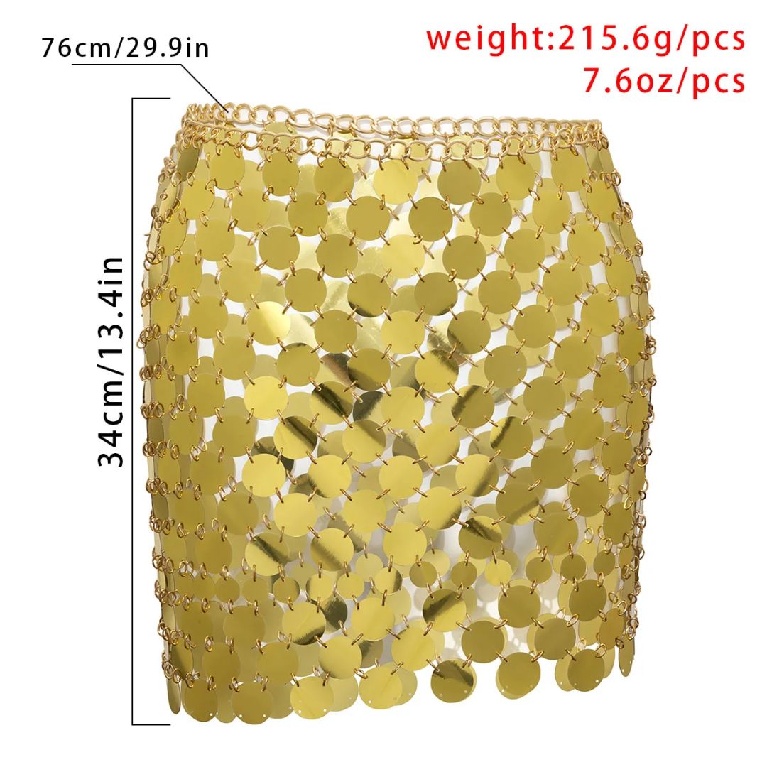 Dazzling Sequin Chainmail Party Festival Mini Skirt - Ra The Boutique