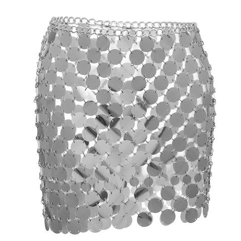 Dazzling Sequin Chainmail Party Festival Mini Skirt - Ra The Boutique