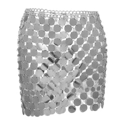 Dazzling Sequin Chainmail Party Festival Mini Skirt - Ra The Boutique
