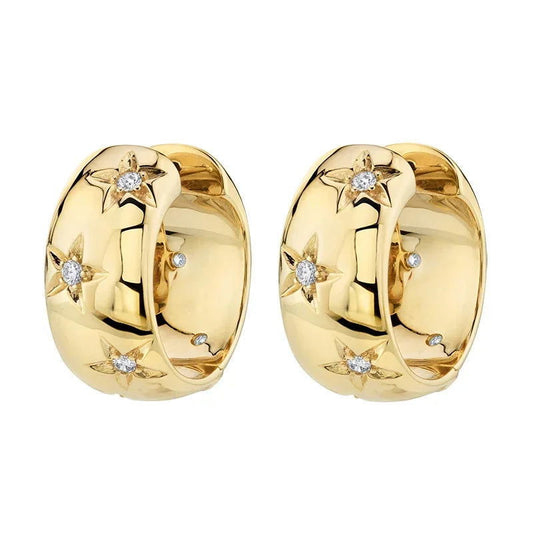 Diamante Embezzled Star Hoop Earrings - Ra The Boutique