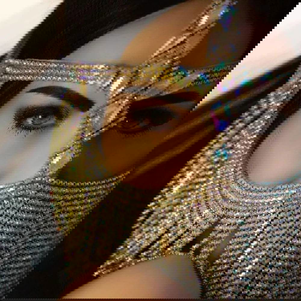 Diamante Jewel Encrusted Face Veil - Ra The Boutique