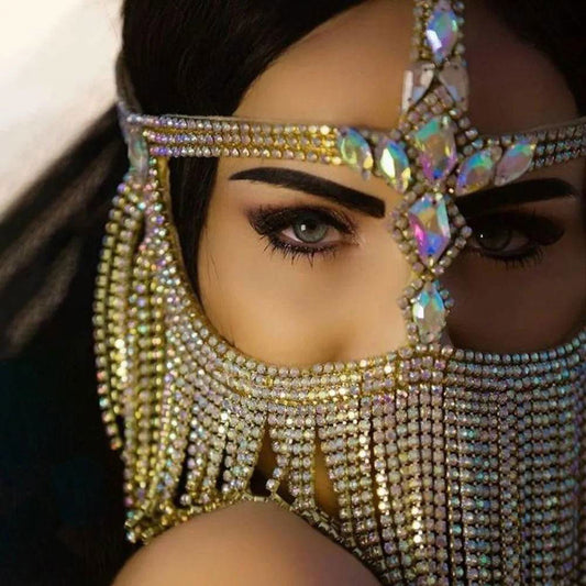 Diamante Jewel Encrusted Face Veil - Ra The Boutique