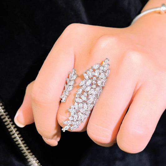 Diamante Oversized Adjustable Floral Statement Cocktail Ring - Ra The Boutique