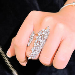Diamante Oversized Adjustable Floral Statement Cocktail Ring - Ra The Boutique