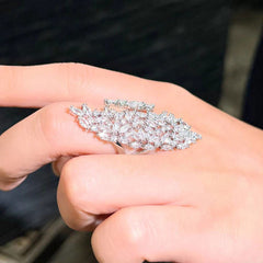 Diamante Oversized Adjustable Floral Statement Cocktail Ring - Ra The Boutique