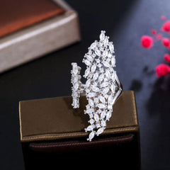 Diamante Oversized Adjustable Floral Statement Cocktail Ring - Ra The Boutique