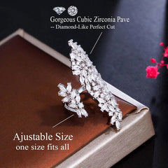 Diamante Oversized Adjustable Floral Statement Cocktail Ring - Ra The Boutique