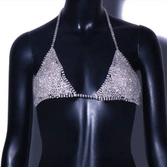 Diamante Triangle Chain Bra - Ra The Boutique