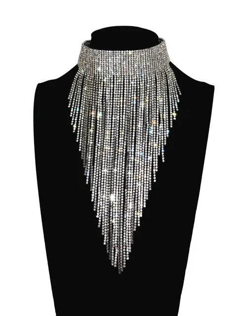 Diamante Waterfall Choker Necklace - Ra The Boutique