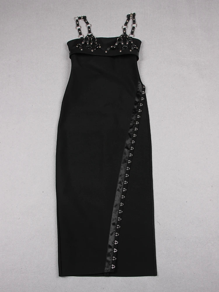 Edgy Vegan Leather Harness Dress - Ra The Boutique - 