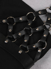 Edgy Vegan Leather Harness Dress - Ra The Boutique - 