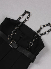 Edgy Vegan Leather Harness Dress - Ra The Boutique - 