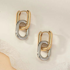 Elegant Geometric Stainless Steel Chain Drop Earrings – Silver or 18k Gold Plated, Hypoallergenic, Water-Resistant - Ra The Boutique - 