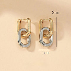 Elegant Geometric Stainless Steel Chain Drop Earrings – Silver or 18k Gold Plated, Hypoallergenic, Water-Resistant - Ra The Boutique - 
