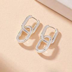 Elegant Geometric Stainless Steel Chain Drop Earrings – Silver or 18k Gold Plated, Hypoallergenic, Water-Resistant - Ra The Boutique - 