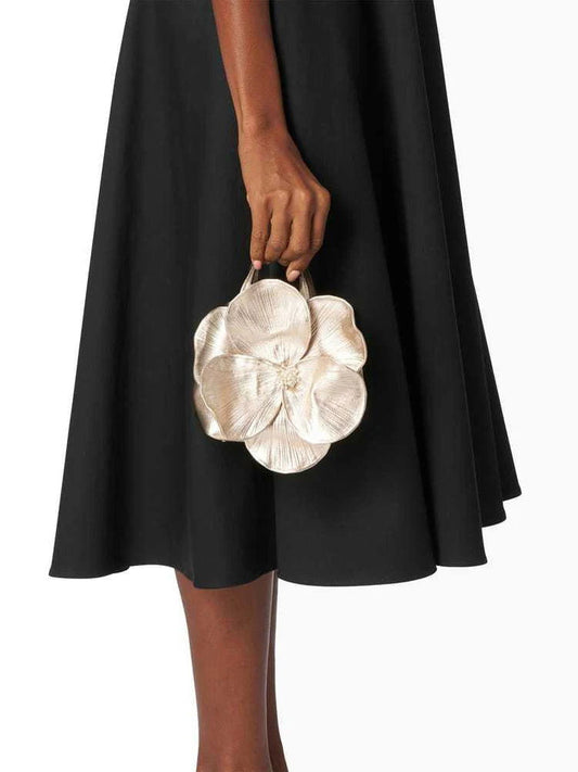 Flower Shaped Vegan Leather Bag with Detachable Chain Strap - Ra The Boutique