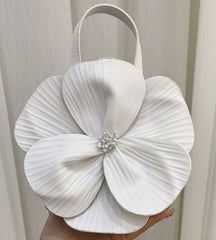 Flower Shaped Vegan Leather Bag with Detachable Chain Strap - Ra The Boutique