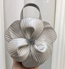 Flower Shaped Vegan Leather Bag with Detachable Chain Strap - Ra The Boutique
