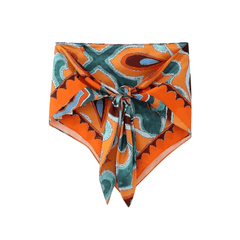 Flowy Printed Drawstring Wide Leg Pants and Bandana Style Bandeau Top - Ra The Boutique