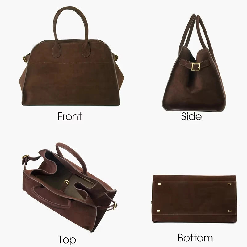 Genuine Nubuck Suede Leather Handbag - Ready for review - Ra The Boutique - 