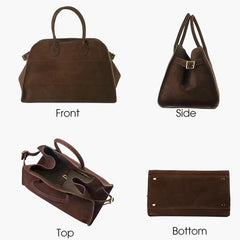 Genuine Nubuck Suede Leather Handbag - Ready for review - Ra The Boutique - 
