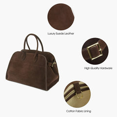 Genuine Nubuck Suede Leather Handbag - Ready for review - Ra The Boutique - 
