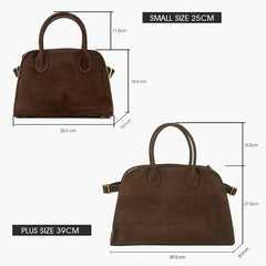Genuine Nubuck Suede Leather Handbag - Ready for review - Ra The Boutique - 