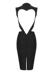 Heart Shaped Open Back Cut Out Bodycon Midi Dress - Ra The Boutique
