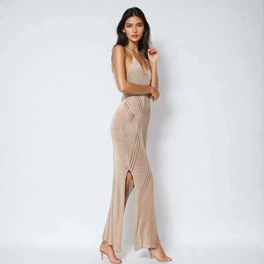 Knit Racerback Cut Out Maxi Beach Dress - Ra The Boutique