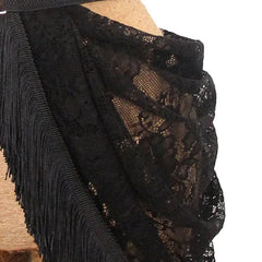 Lace and Fringe Waist Belt Skirt - Ra The Boutique