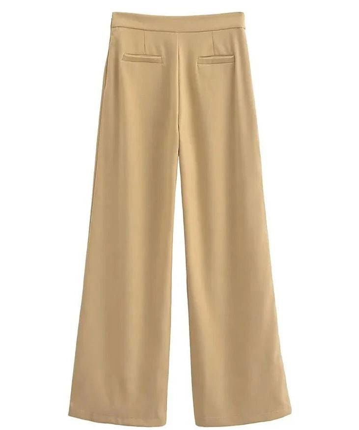 Layered High Waisted Wide Leg Tailored Pants - Ra The Boutique -  - #tag1# - #tag2#