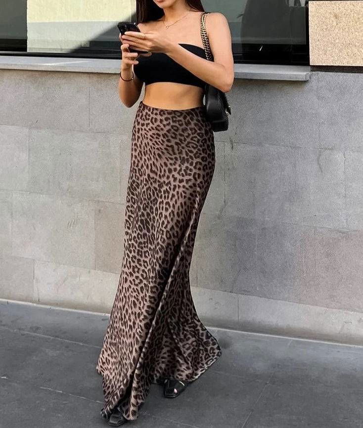 Leopard Print High Waisted Maxi Skirt - Ra The Boutique