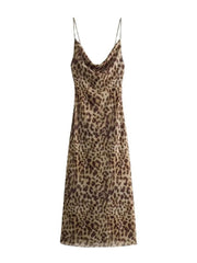 Leopard Print Spaghetti Strap Maxi Dress - Ra The Boutique -  - #tag1# - #tag2#