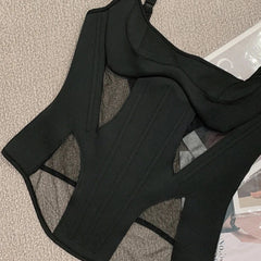Mesh Paneled Cut Out Tank Top - ready for review - Ra The Boutique - 