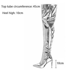 Metallic Patent Vegan Leather Over The Knee Pointy Toe Boots - Ra The Boutique