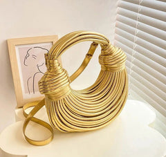 Metallic Vegan Leather Knot Crossbody Bag - Ra The Boutique