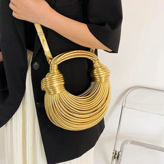 Metallic Vegan Leather Knot Crossbody Bag - Ra The Boutique