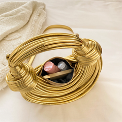 Metallic Vegan Leather Knot Crossbody Bag - Ra The Boutique