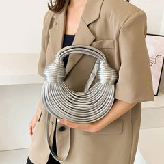 Metallic Vegan Leather Knot Crossbody Bag - Ra The Boutique