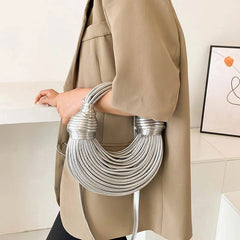 Metallic Vegan Leather Knot Crossbody Bag - Ra The Boutique