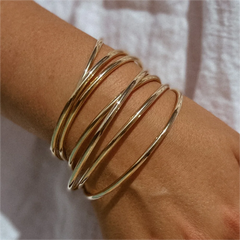 Minimalist Bangle Bracelet Set – Stainless Steel, 7 Pieces - Ra The Boutique - 