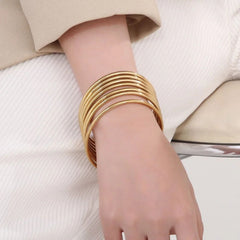 Minimalist Bangle Bracelet Set – Stainless Steel, 7 Pieces - Ra The Boutique - 
