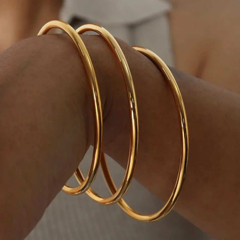 Minimalist Bangle Bracelet Set – Stainless Steel, 7 Pieces - Ra The Boutique - 